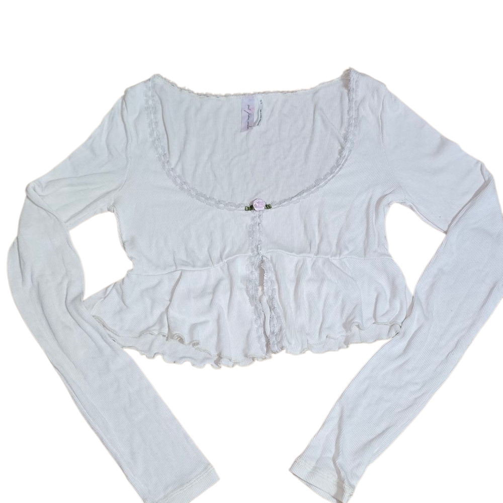White Long Sleeve Cropped Top